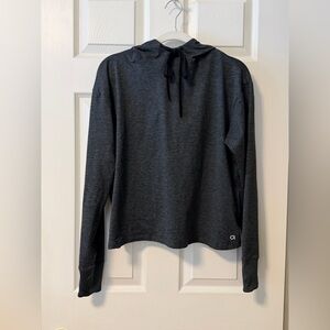 Womens GapFit Brushed Tech Jersey Hoodie Top sz M dark green